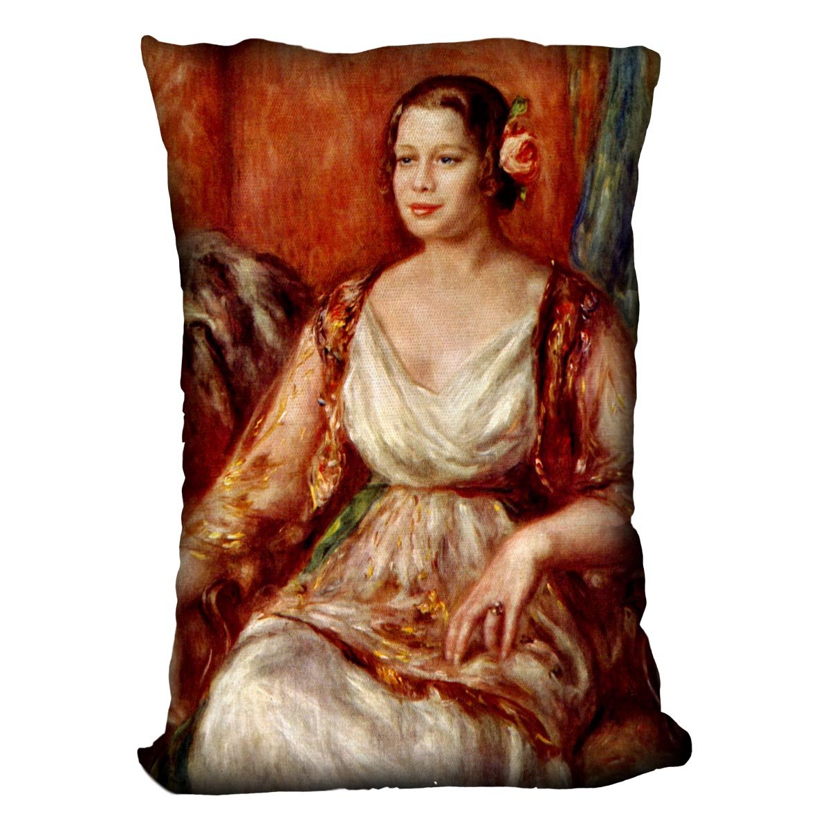 Portrait of Tilla Durieux by Renoir Throw Pillow