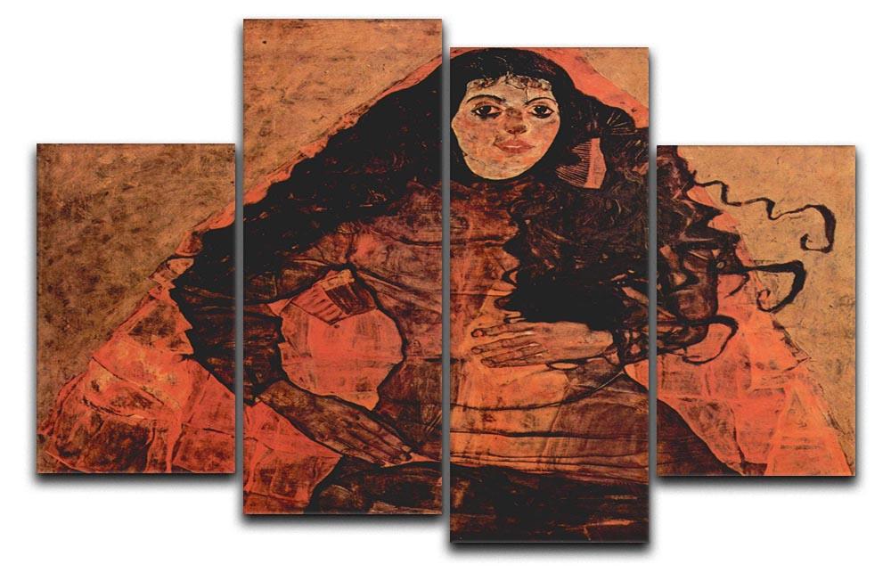 Portrait of Trude Engel by Egon Schiele 4 Split Panel Canvas - Canvas Art Rocks - 1
