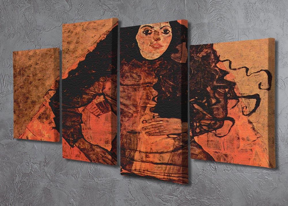 Portrait of Trude Engel by Egon Schiele 4 Split Panel Canvas - Canvas Art Rocks - 2