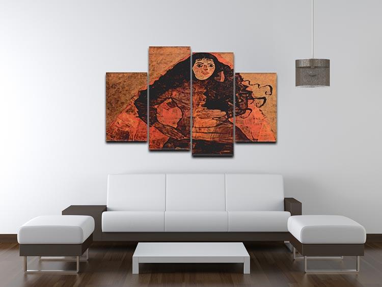 Portrait of Trude Engel by Egon Schiele 4 Split Panel Canvas - Canvas Art Rocks - 3