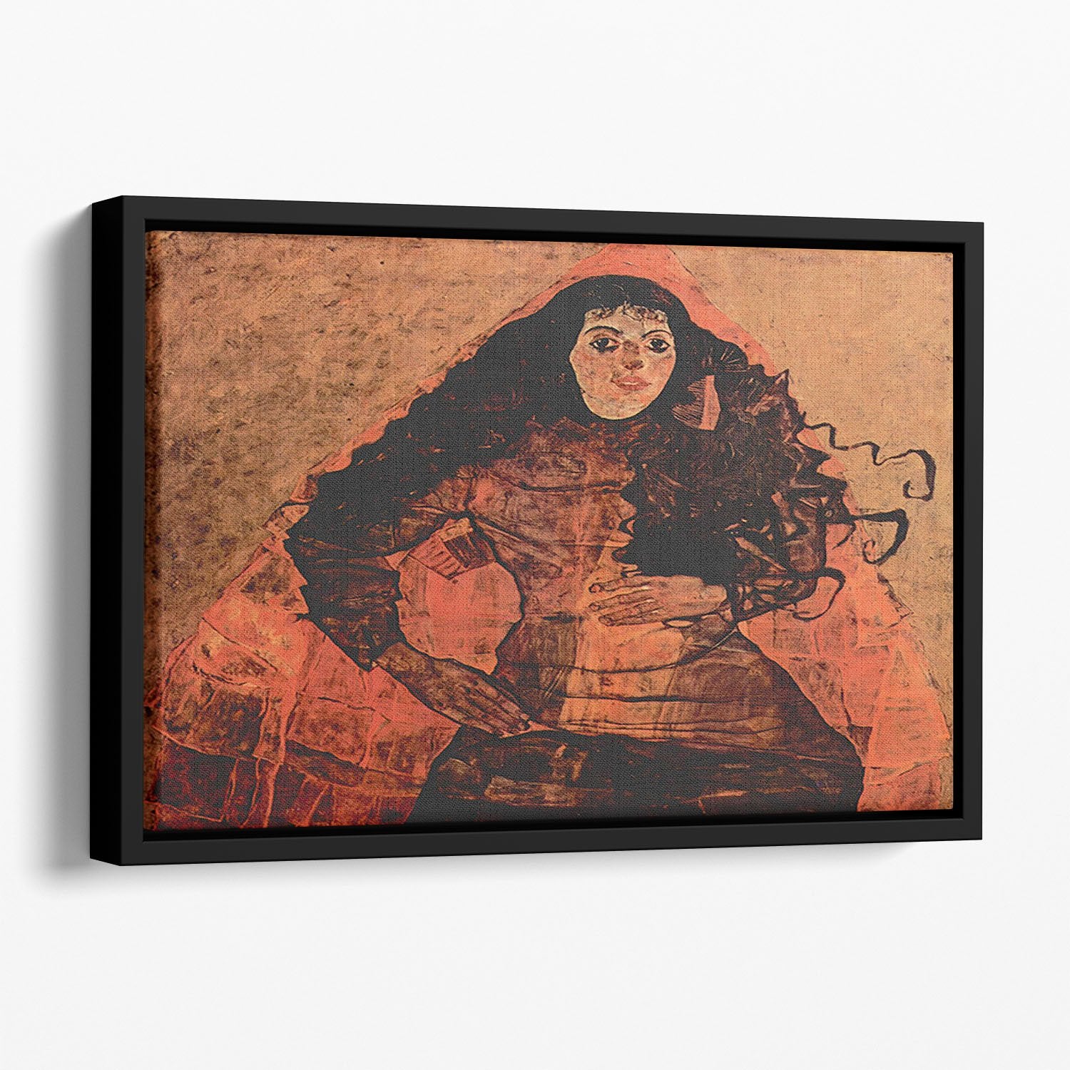 Portrait of Trude Engel by Egon Schiele Floating Framed Canvas