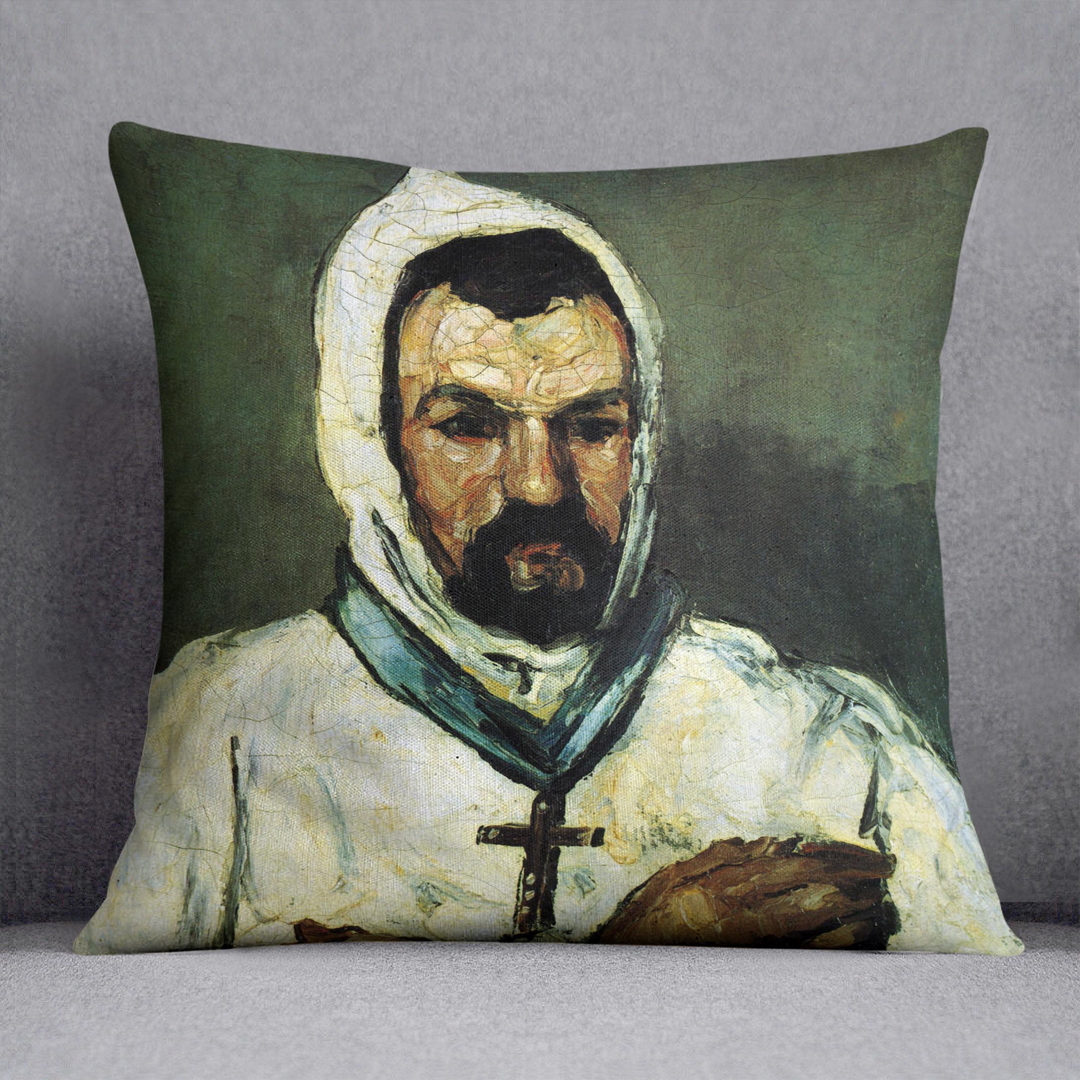 Portrait of Uncle Dominique as a monk by Cezanne Cushion - Canvas Art Rocks - 1