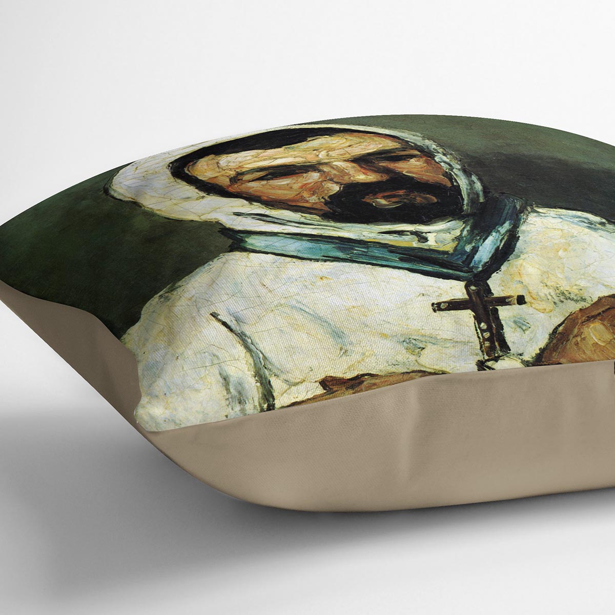 Portrait of Uncle Dominique as a monk by Cezanne Cushion - Canvas Art Rocks - 2