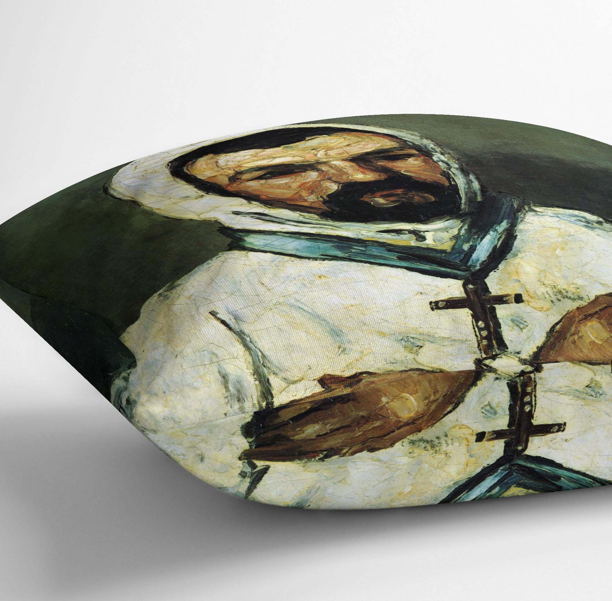 Portrait of Uncle Dominique as a monk by Cezanne Cushion - Canvas Art Rocks - 3