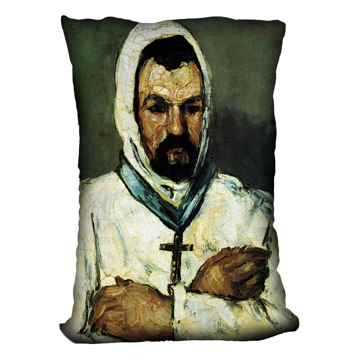 Portrait of Uncle Dominique as a monk by Cezanne Cushion - Canvas Art Rocks - 4