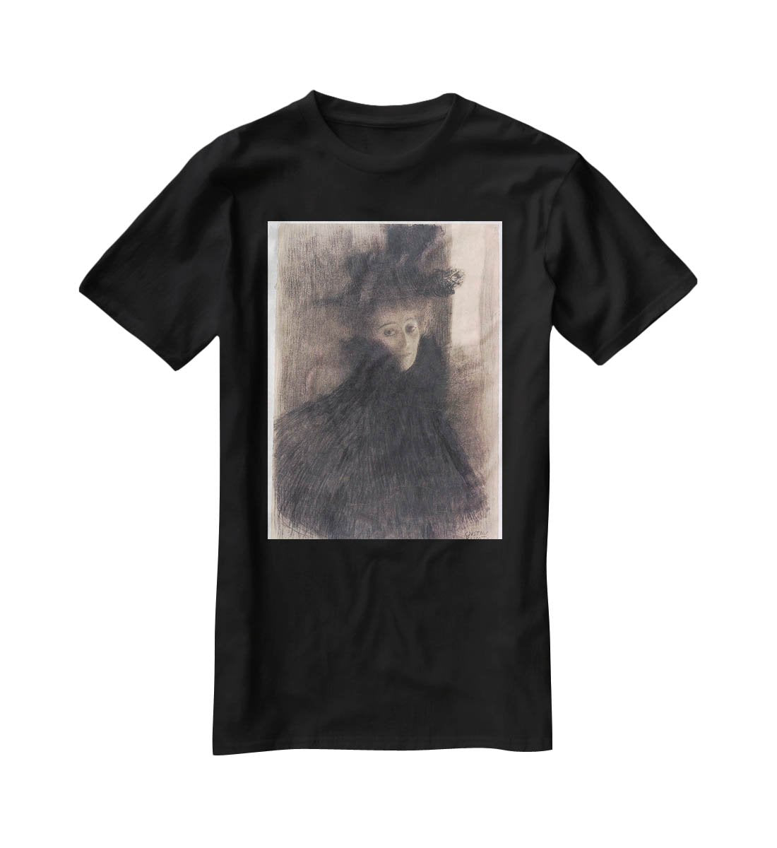 Portrait of a Lady with Cape and Hat by Klimt T-Shirt - Canvas Art Rocks - 1