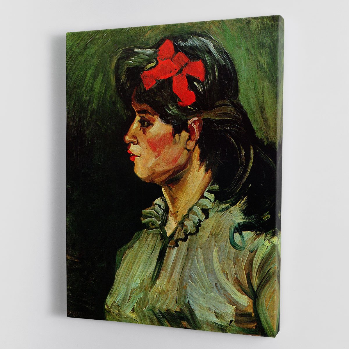 Portrait of a Woman with Red Ribbon by Van Gogh Canvas Print or Poster
