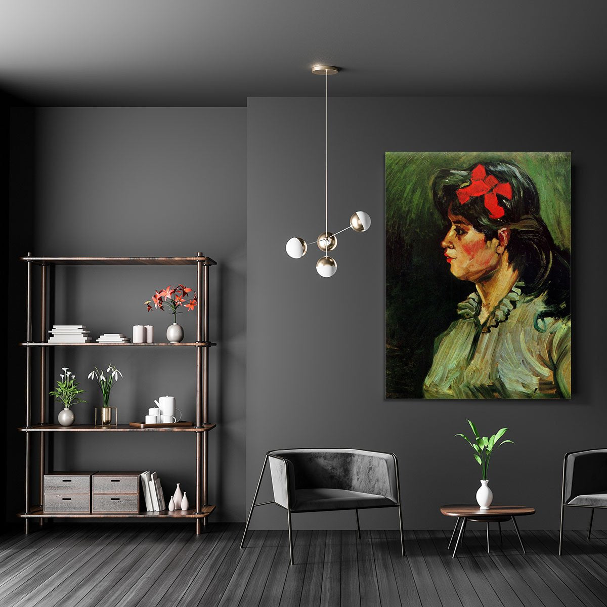 Portrait of a Woman with Red Ribbon by Van Gogh Canvas Print or Poster