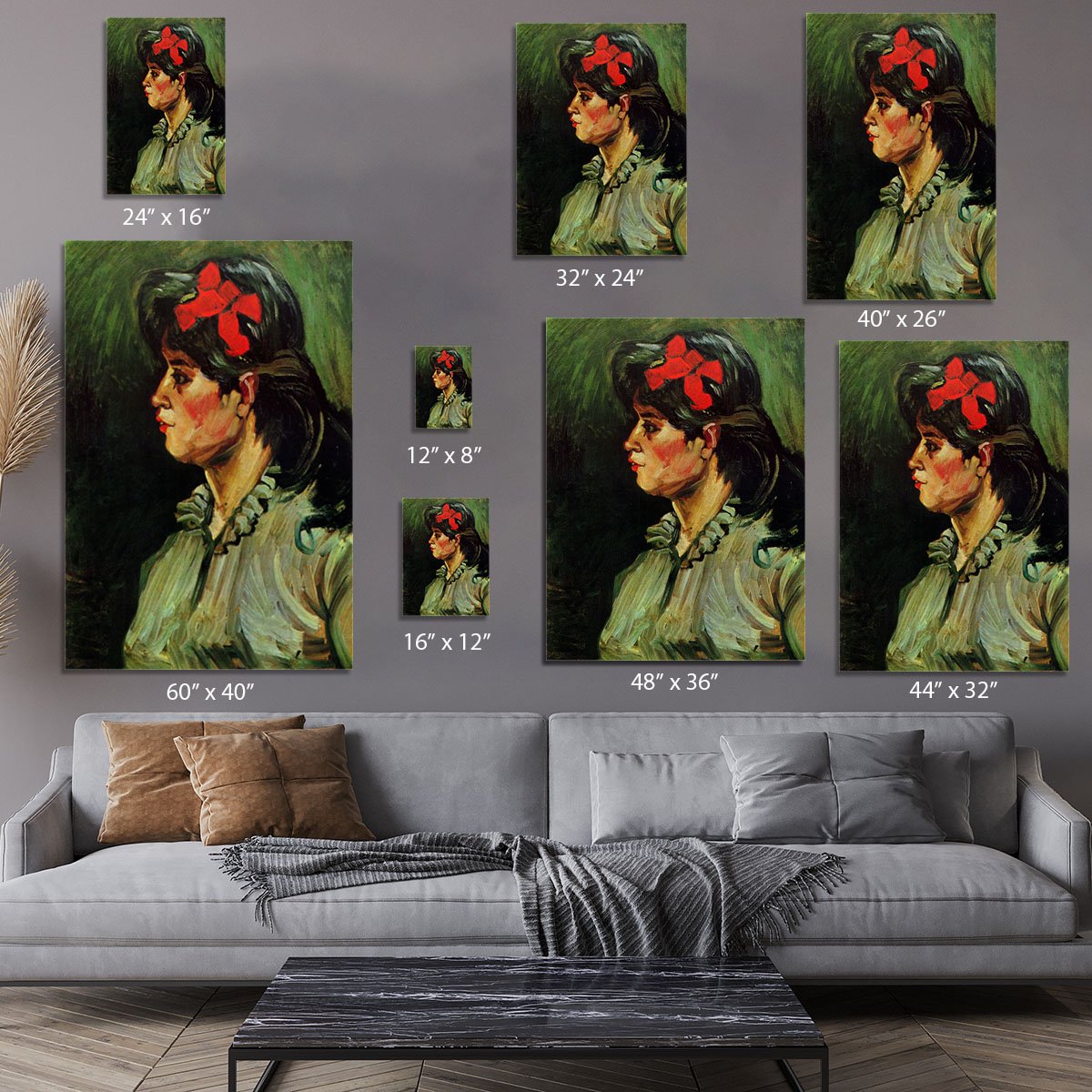 Portrait of a Woman with Red Ribbon by Van Gogh Canvas Print or Poster