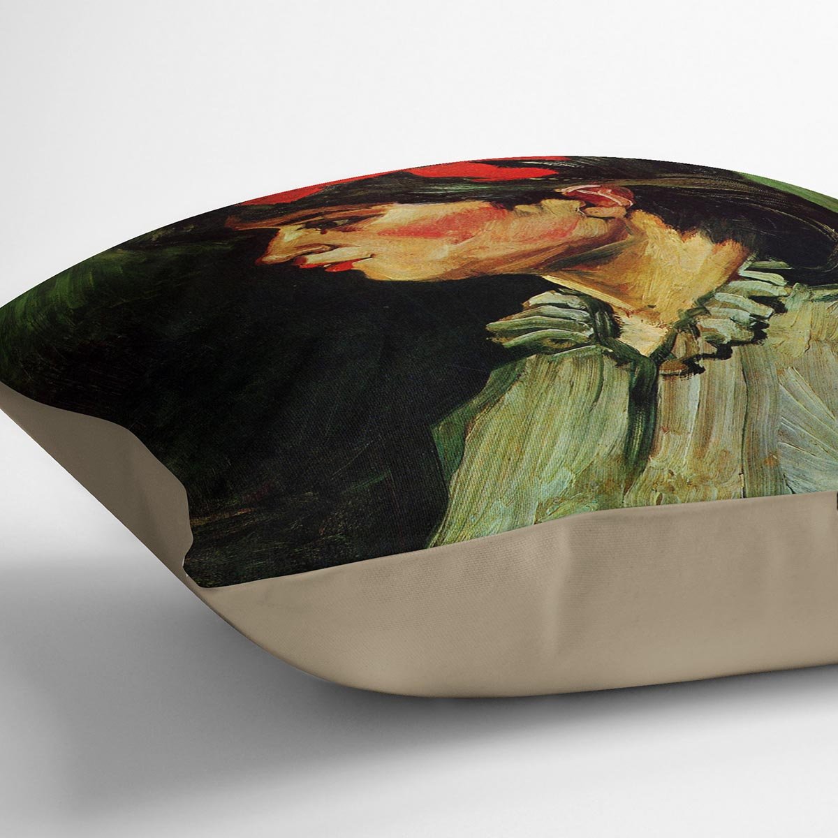 Portrait of a Woman with Red Ribbon by Van Gogh Throw Pillow
