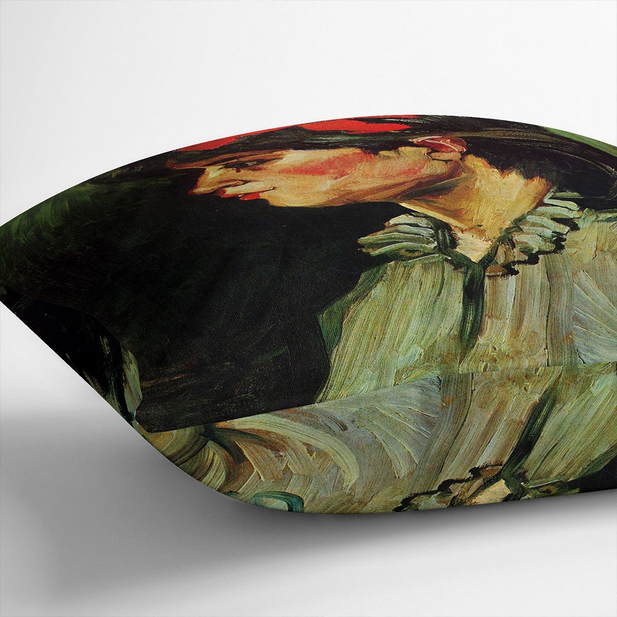 Portrait of a Woman with Red Ribbon by Van Gogh Throw Pillow