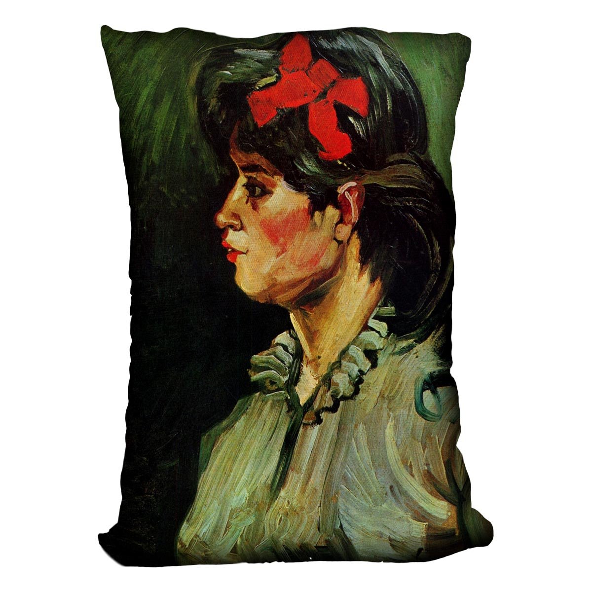 Portrait of a Woman with Red Ribbon by Van Gogh Throw Pillow