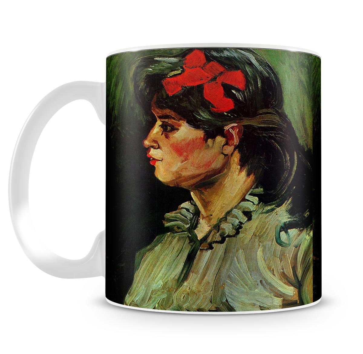 Portrait of a Woman with Red Ribbon by Van Gogh Mug - Canvas Art Rocks - 4