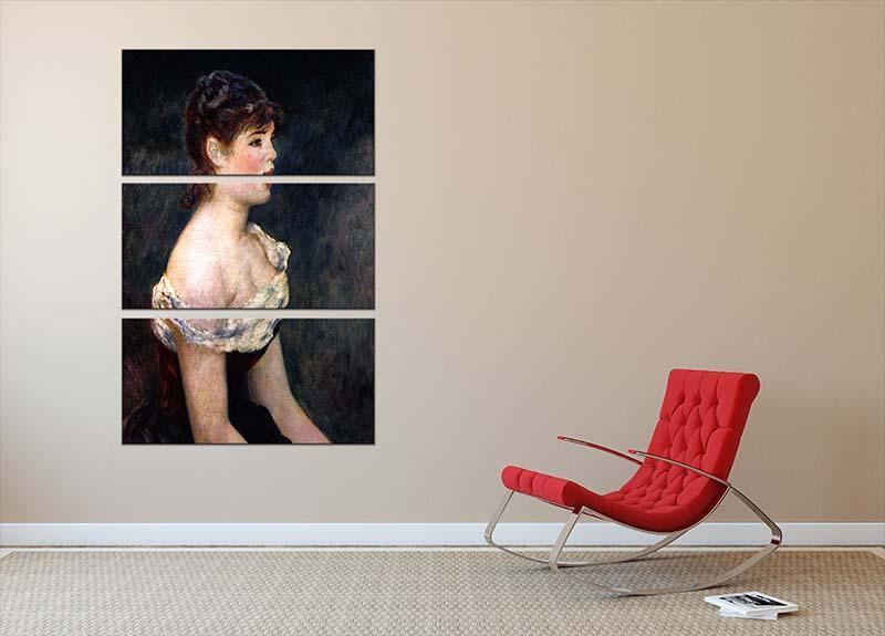 Portrait of a young girl by Renoir 3 Split Panel Canvas Print - Canvas Art Rocks - 2