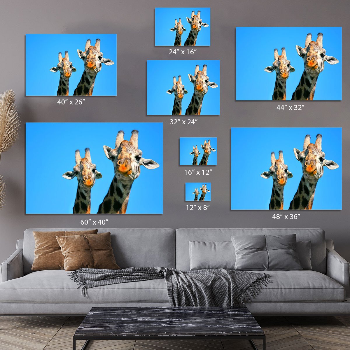 Portrait of mother and baby giraffe. Africa. Kenya Canvas Print or Poster