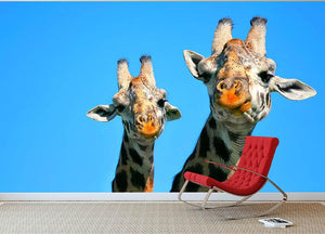 Portrait of mother and baby giraffe. Africa. Kenya Wall Mural Wallpaper - Canvas Art Rocks - 2