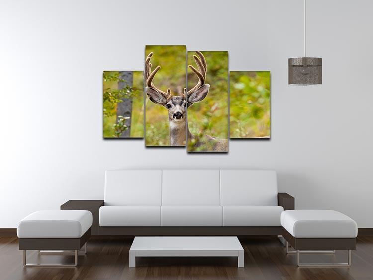 Portrait of mule deer buck 4 Split Panel Canvas - Canvas Art Rocks - 3