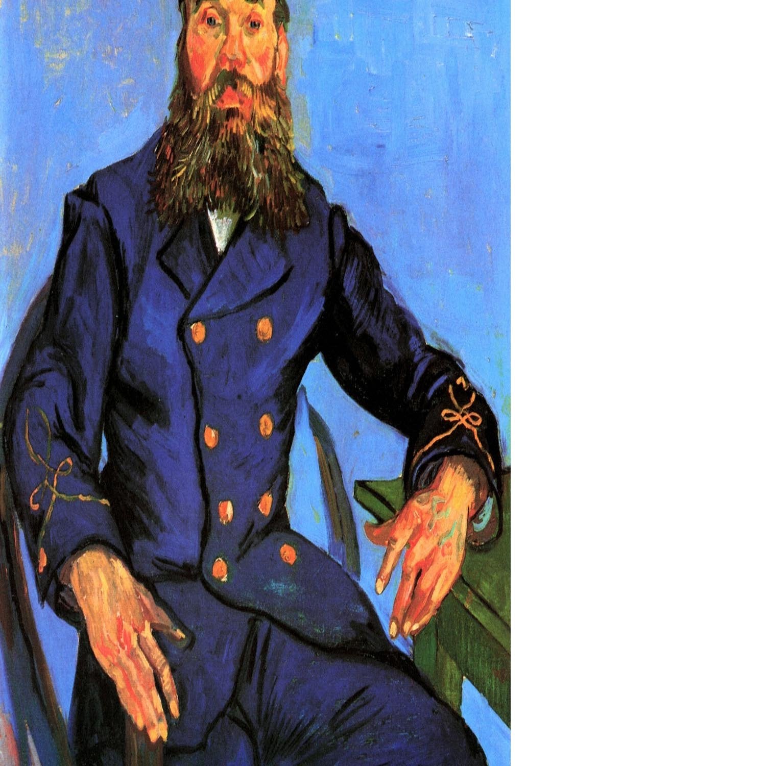 Portrait of the Postman Joseph Roulin by Van Gogh Floating Framed Canvas