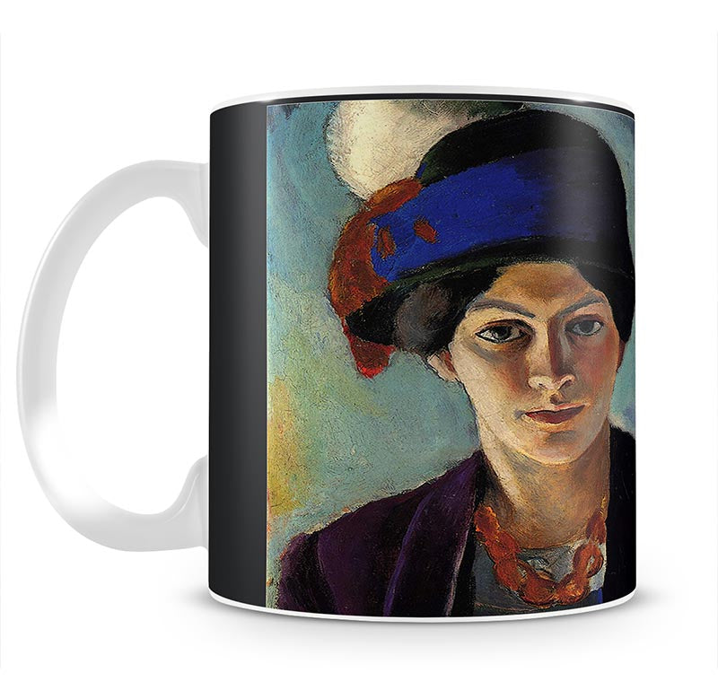 Portrait of the wife of the artist with a hat by Macke Mug - Canvas Art Rocks - 1
