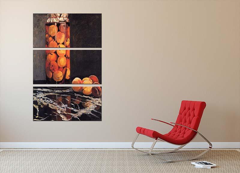 Pot of Peaches by Monet 3 Split Panel Canvas Print - Canvas Art Rocks - 2