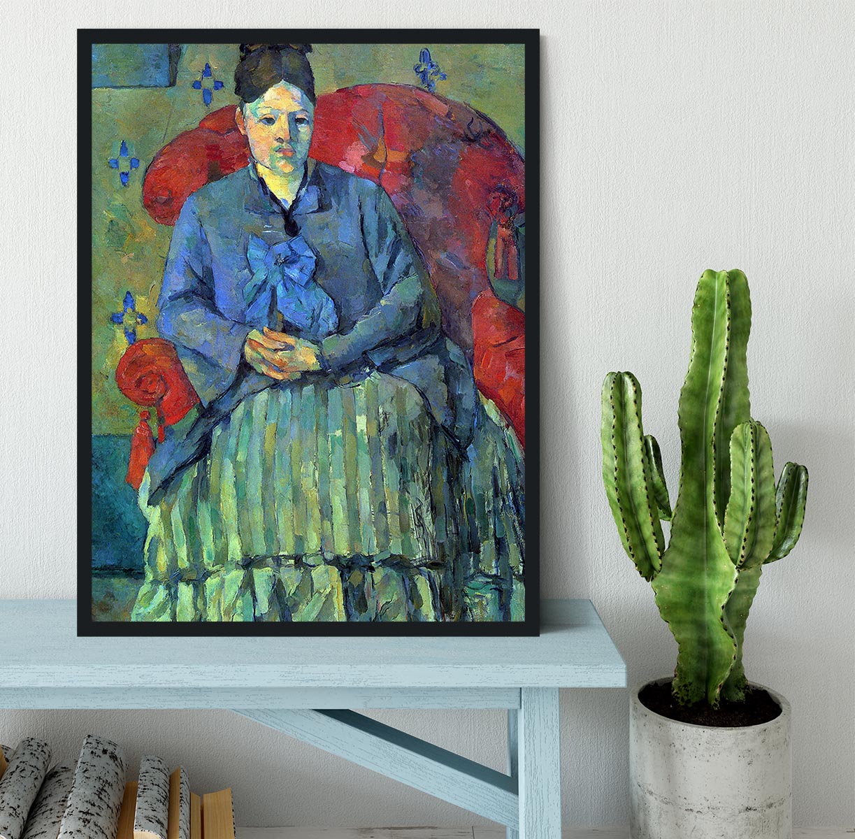 Potrait of Mme Cezanne in Red Armchair by Cezanne Framed Print - Canvas Art Rocks - 2