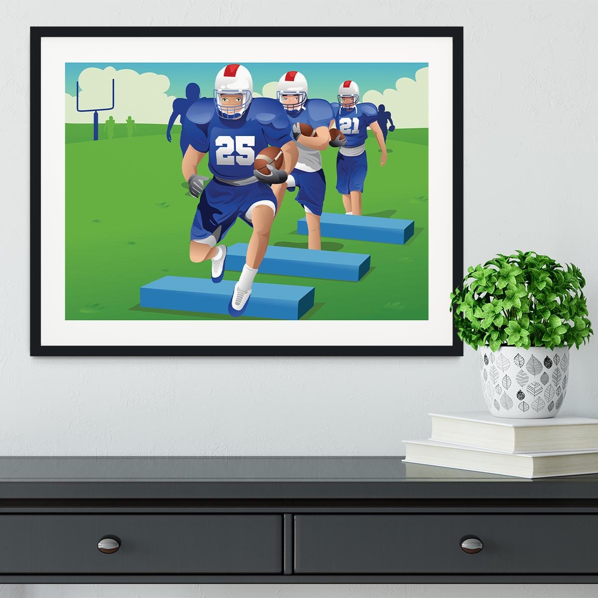 Practicing American football Framed Print - Canvas Art Rocks - 1