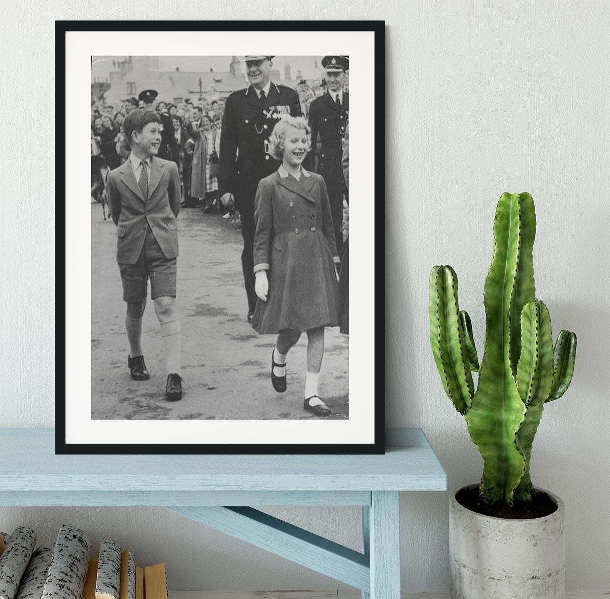 Prince Charles and Princess Anne as children Framed Print - Canvas Art Rocks - 1