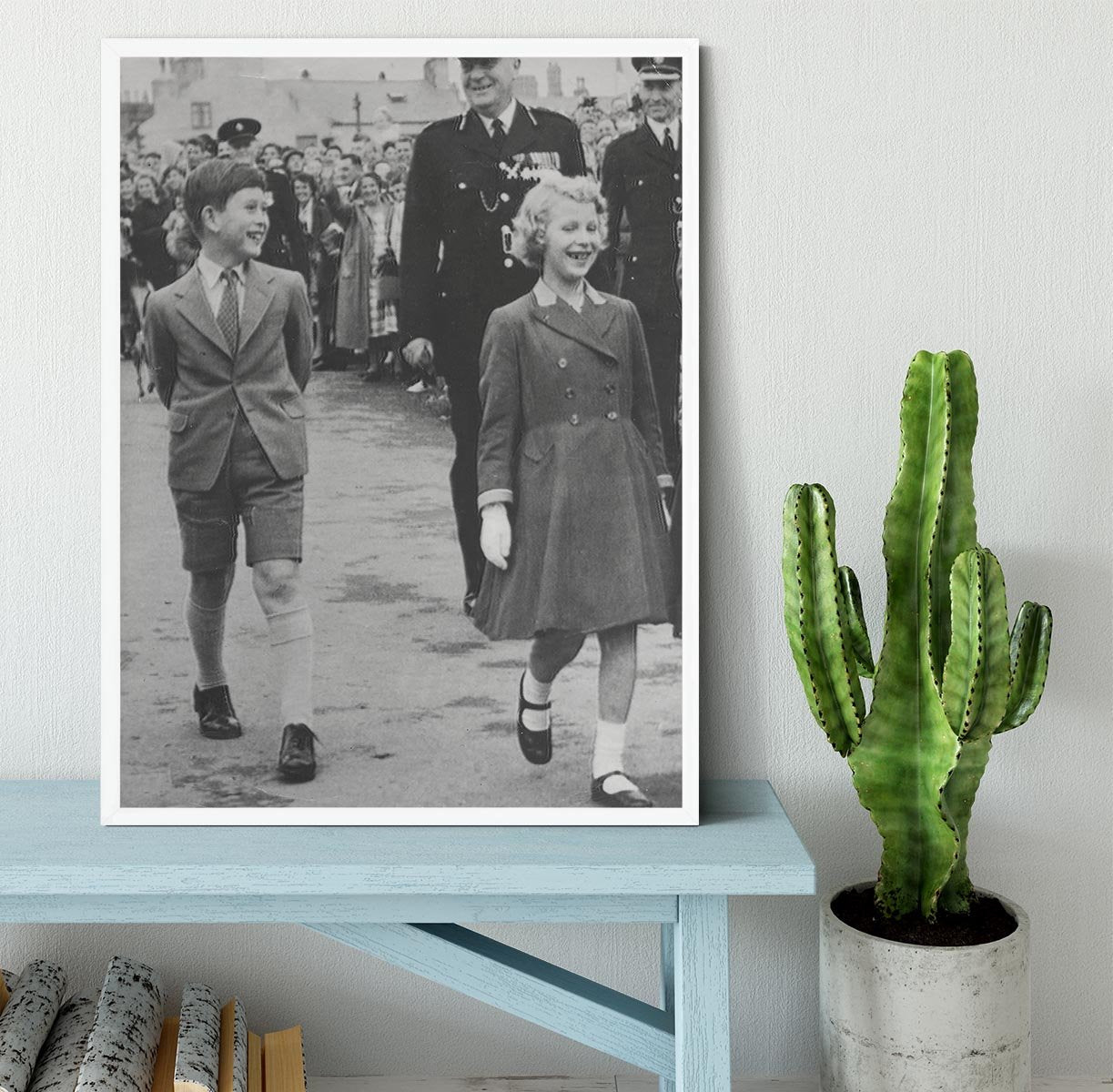 Prince Charles and Princess Anne as children Framed Print - Canvas Art Rocks -6