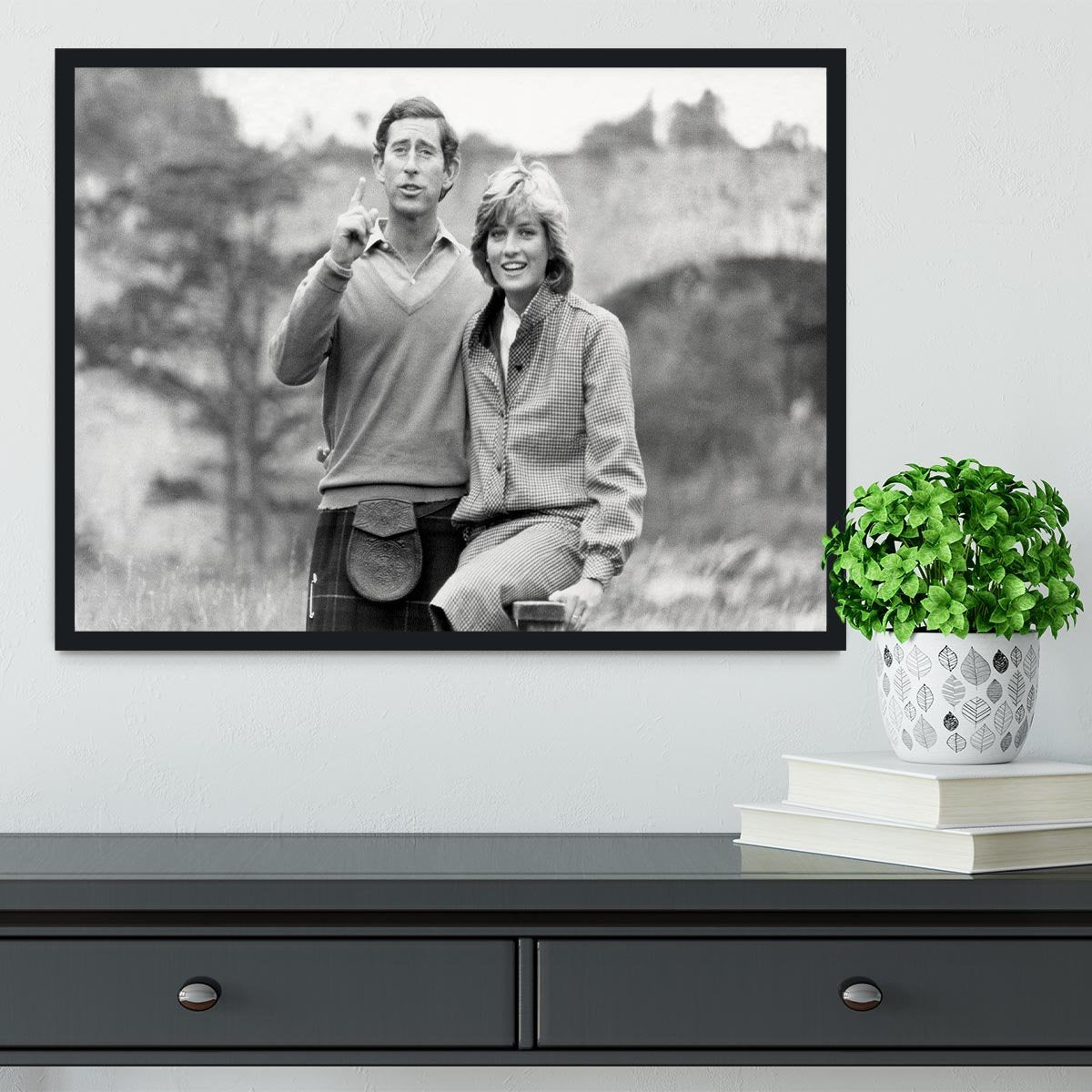 Prince Charles and Princess Diana at Balmoral Framed Print - Canvas Art Rocks - 2