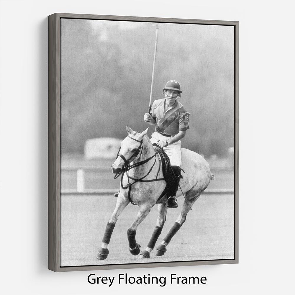 Prince Charles in action on the polo field Floating Frame Canvas
