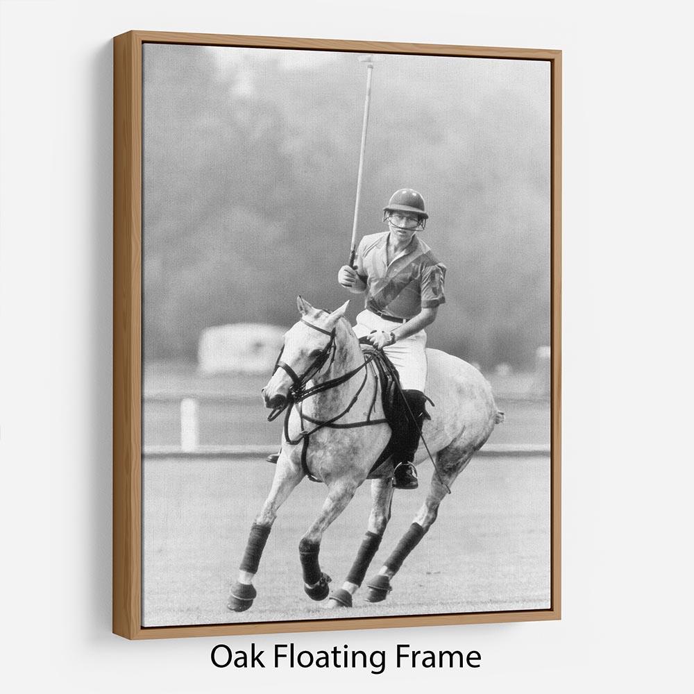 Prince Charles in action on the polo field Floating Frame Canvas