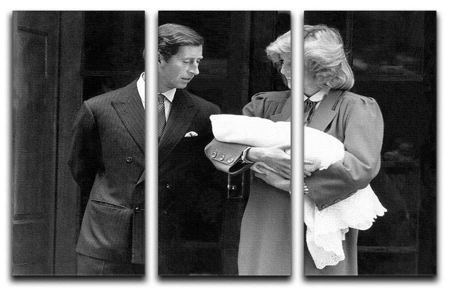 Prince Harry as a newborn with proud parents 3 Split Panel Canvas Print - Canvas Art Rocks - 1
