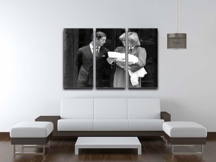 Prince Harry as a newborn with proud parents 3 Split Panel Canvas Print - Canvas Art Rocks - 3