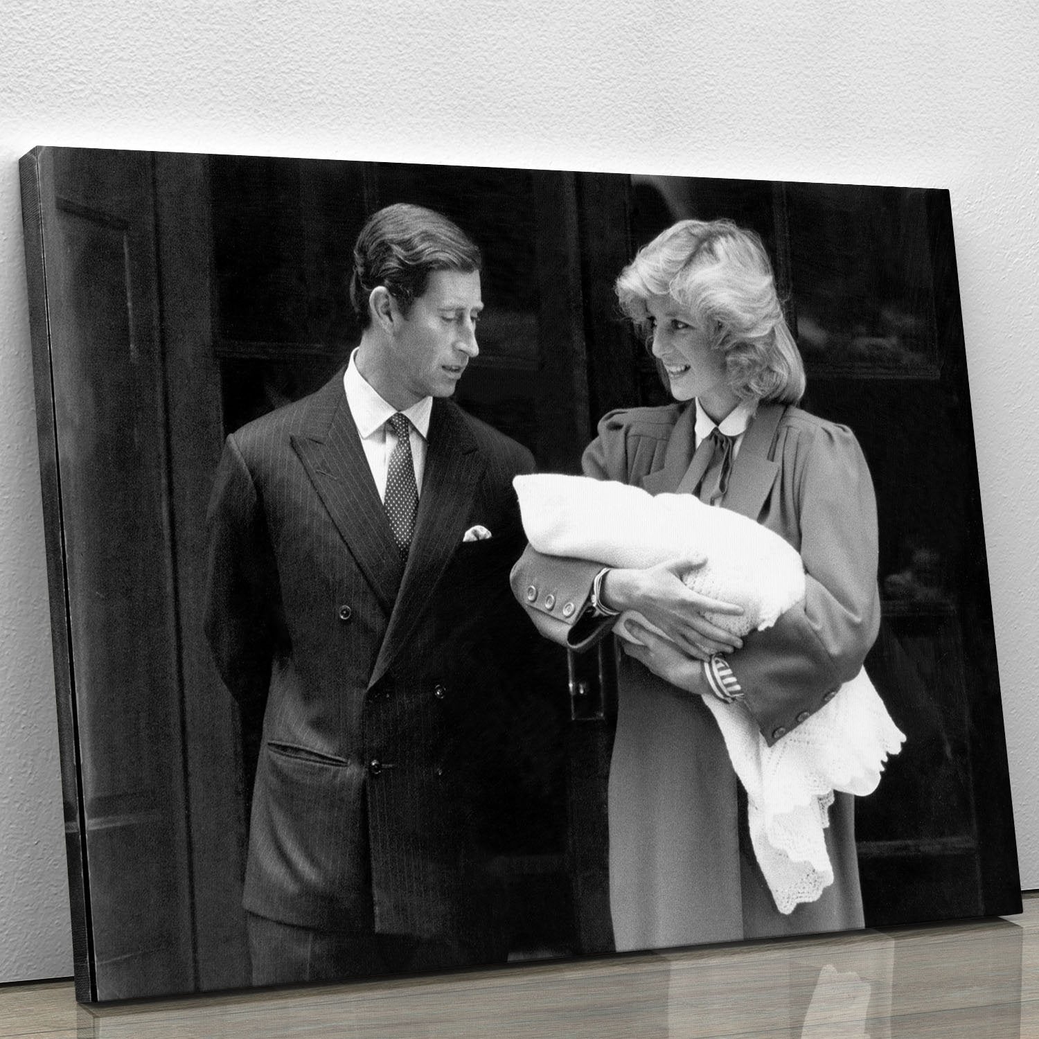 Prince Harry as a newborn with proud parents Canvas Print or Poster