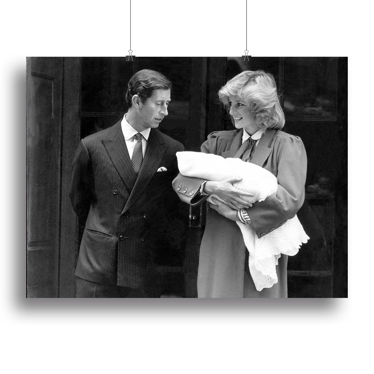 Prince Harry as a newborn with proud parents Canvas Print or Poster