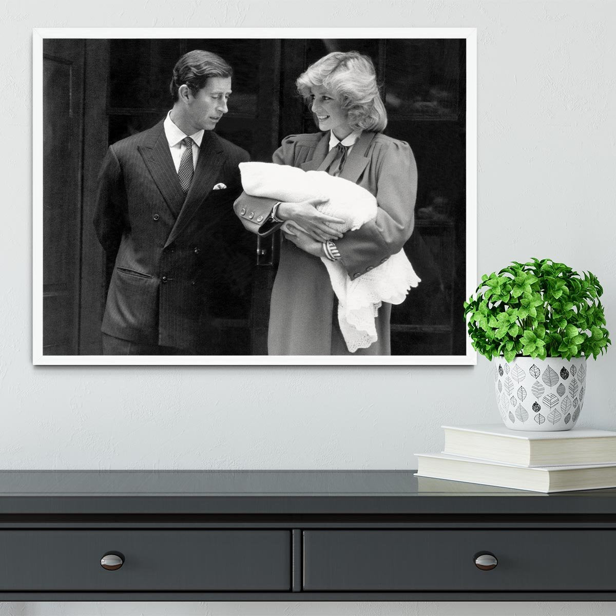 Prince Harry as a newborn with proud parents Framed Print - Canvas Art Rocks -6