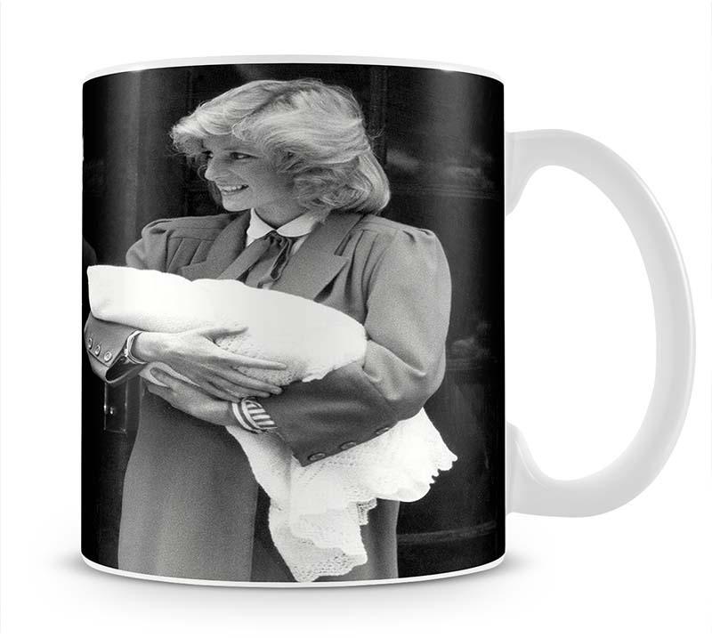 Prince Harry as a newborn with proud parents Mug - Canvas Art Rocks - 1