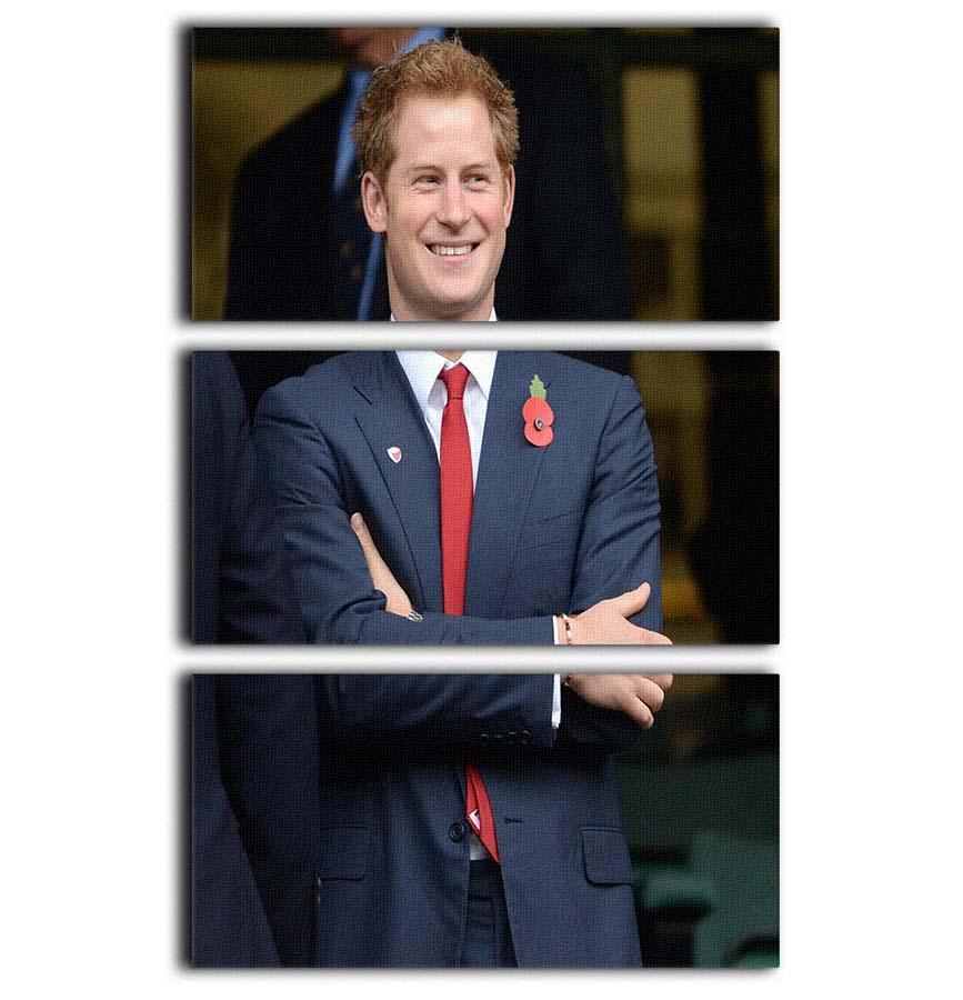 Prince Harry at the Rugby International 3 Split Panel Canvas Print - Canvas Art Rocks - 1