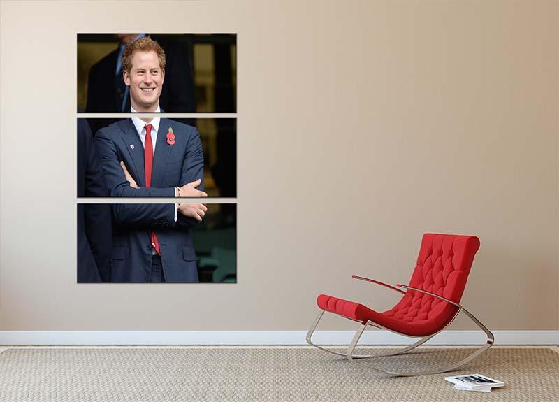 Prince Harry at the Rugby International 3 Split Panel Canvas Print - Canvas Art Rocks - 2