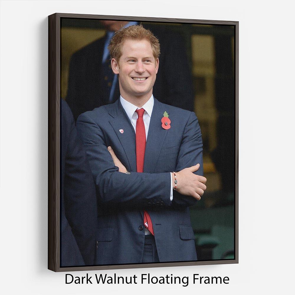 Prince Harry at the Rugby International Floating Frame Canvas
