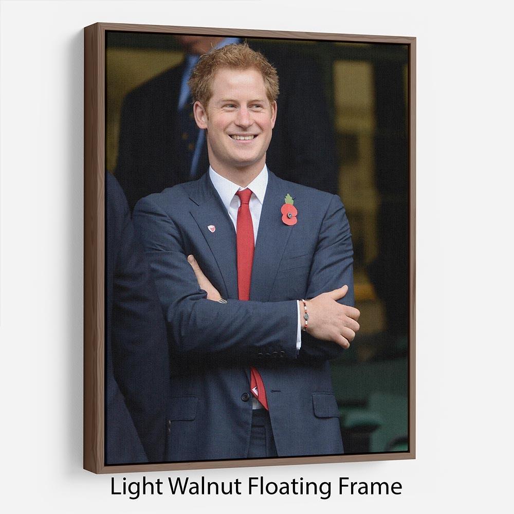 Prince Harry at the Rugby International Floating Frame Canvas