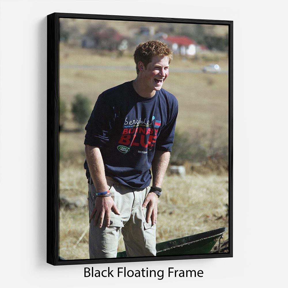 Prince Harry helping build a school in Lesotho South Africa Floating Frame Canvas