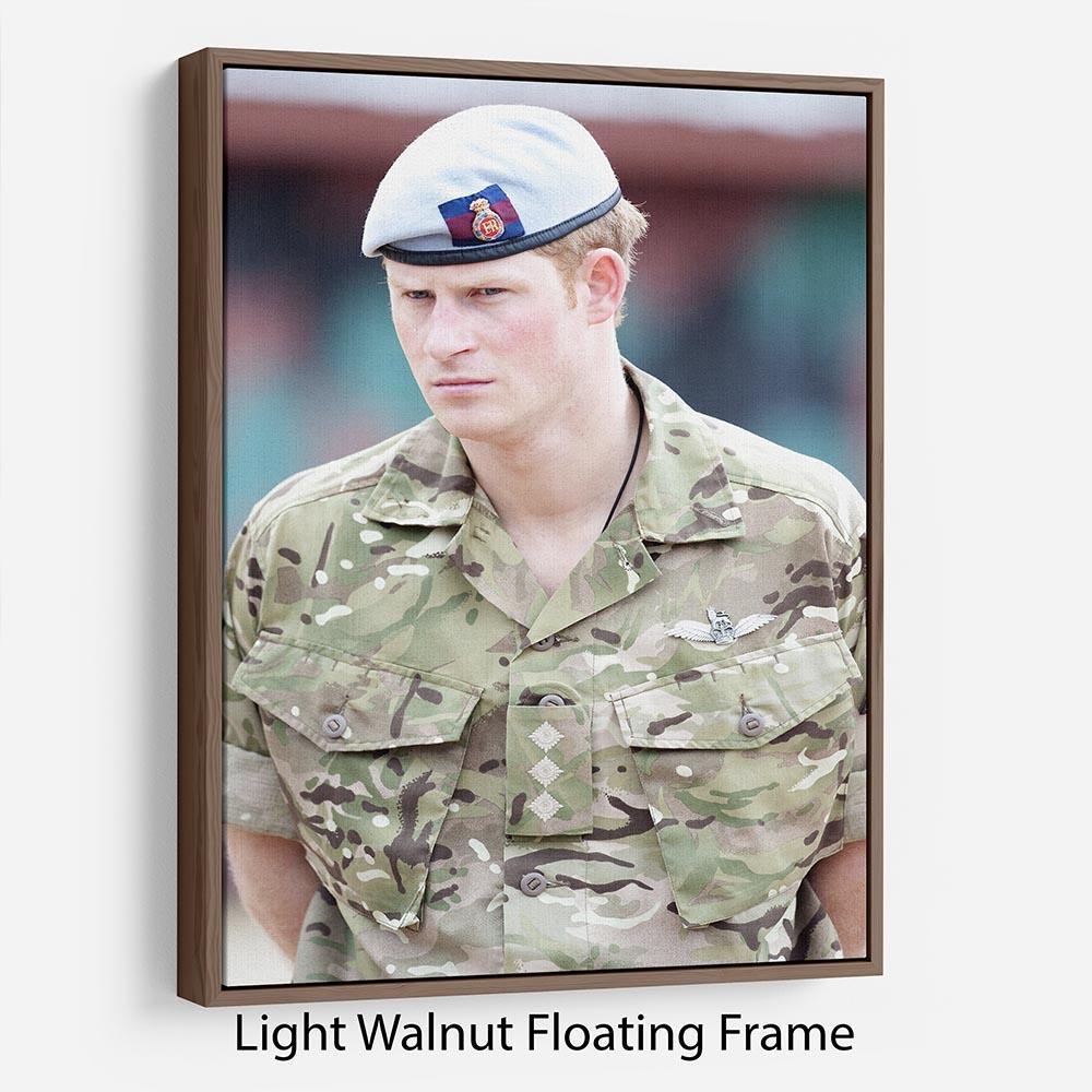 Prince Harry in uniform during a tour of Jamaica Floating Frame Canvas