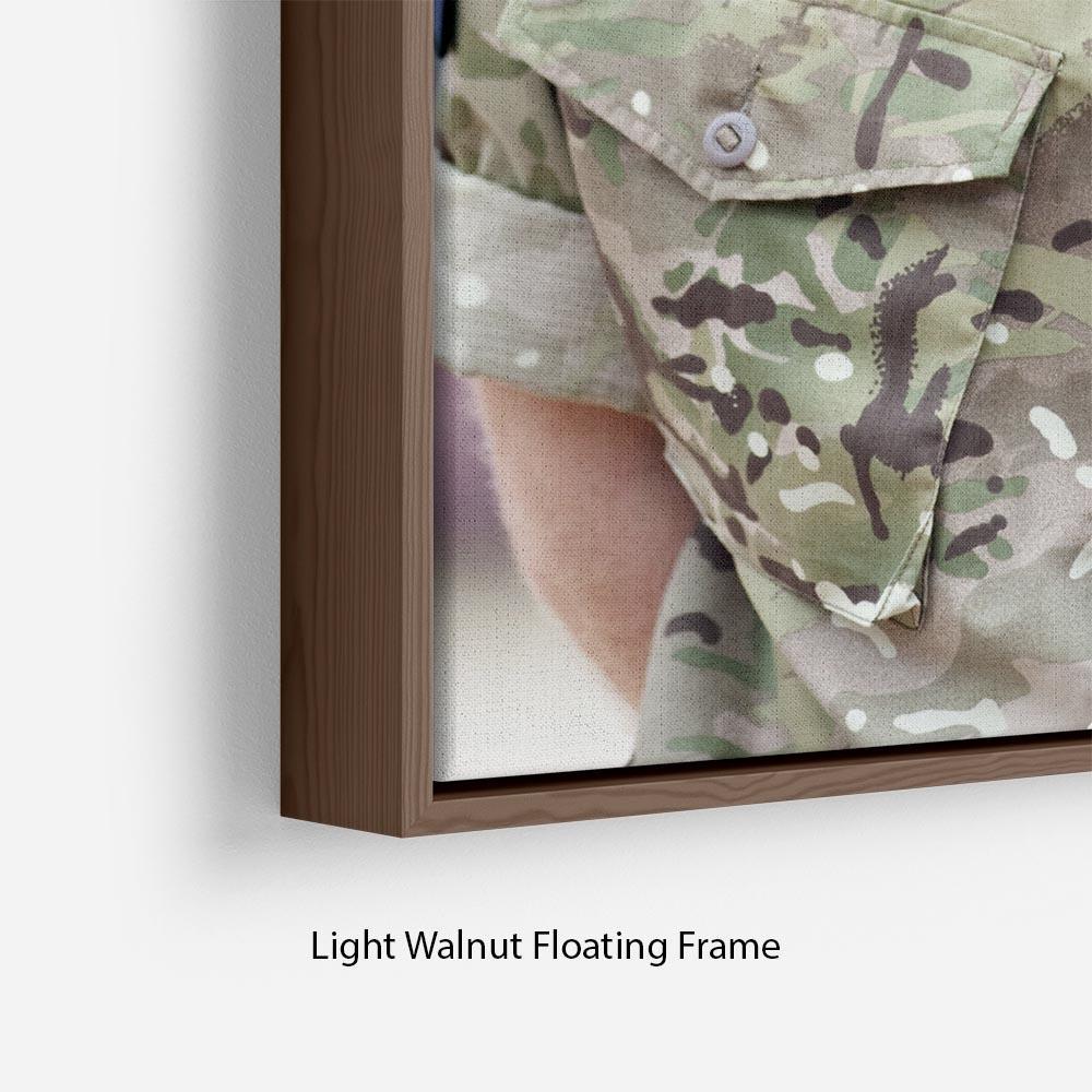 Prince Harry in uniform during a tour of Jamaica Floating Frame Canvas
