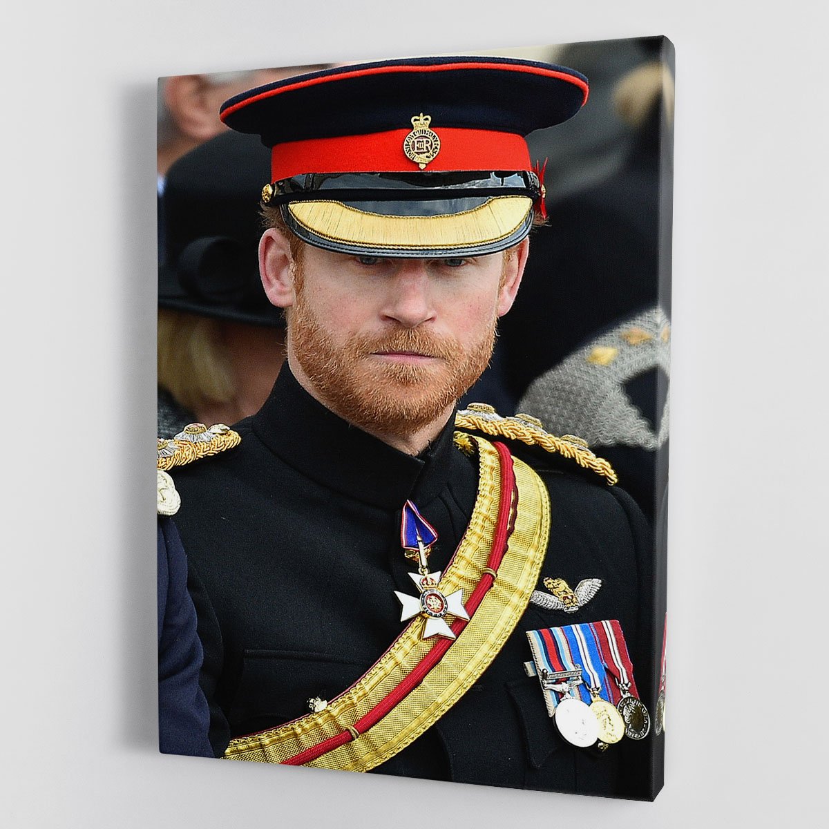Prince Harry in uniform during ceremonies in Staffordshire Canvas Print or Poster