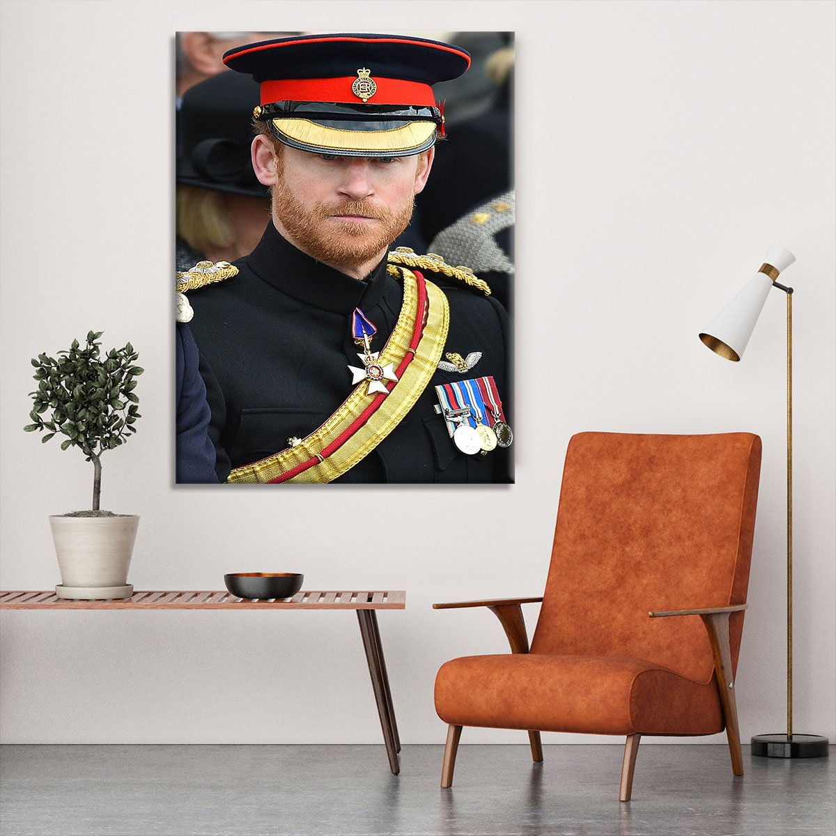 Prince Harry in uniform during ceremonies in Staffordshire Canvas Print or Poster