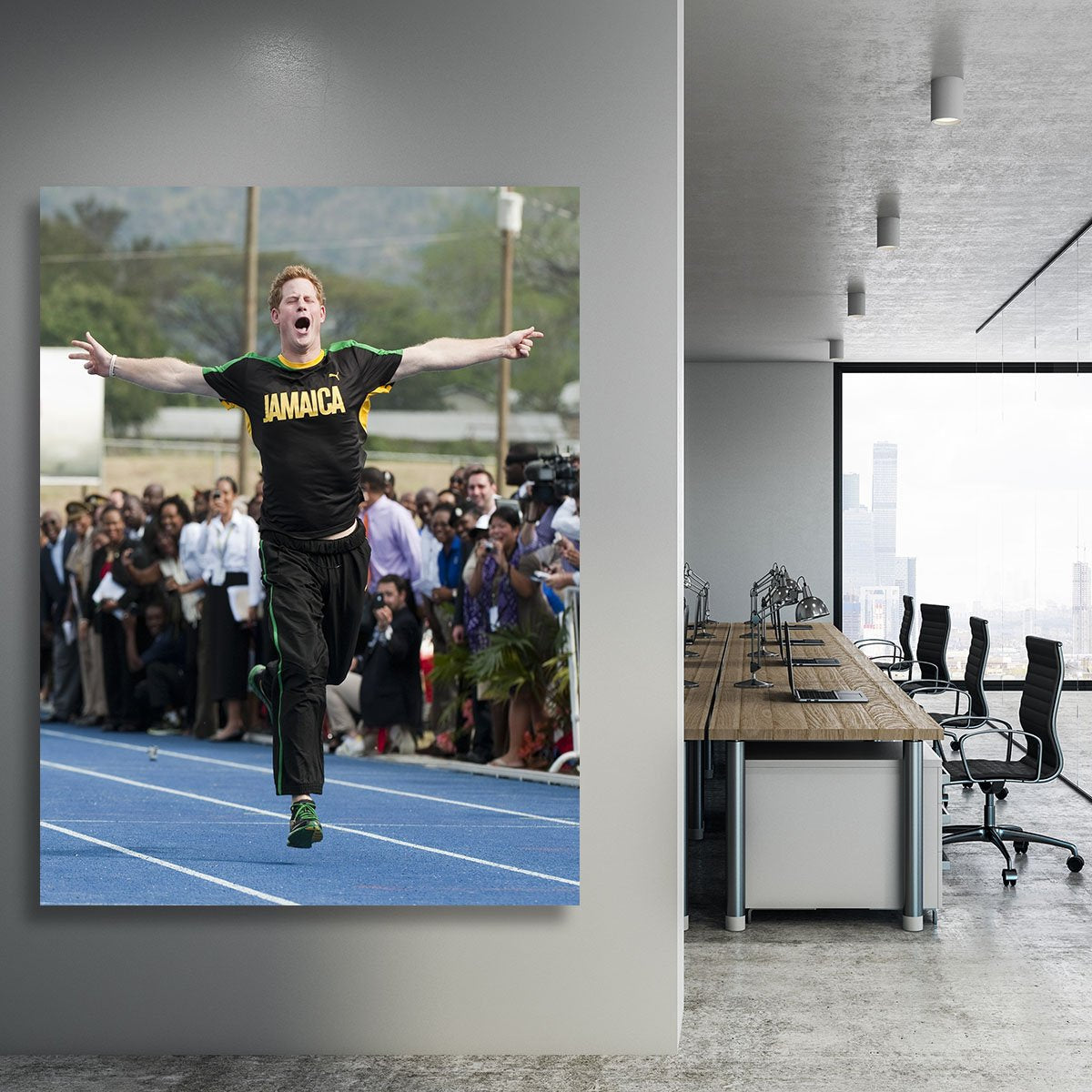 Prince Harry racing in Kingston Jamaica Canvas Print or Poster