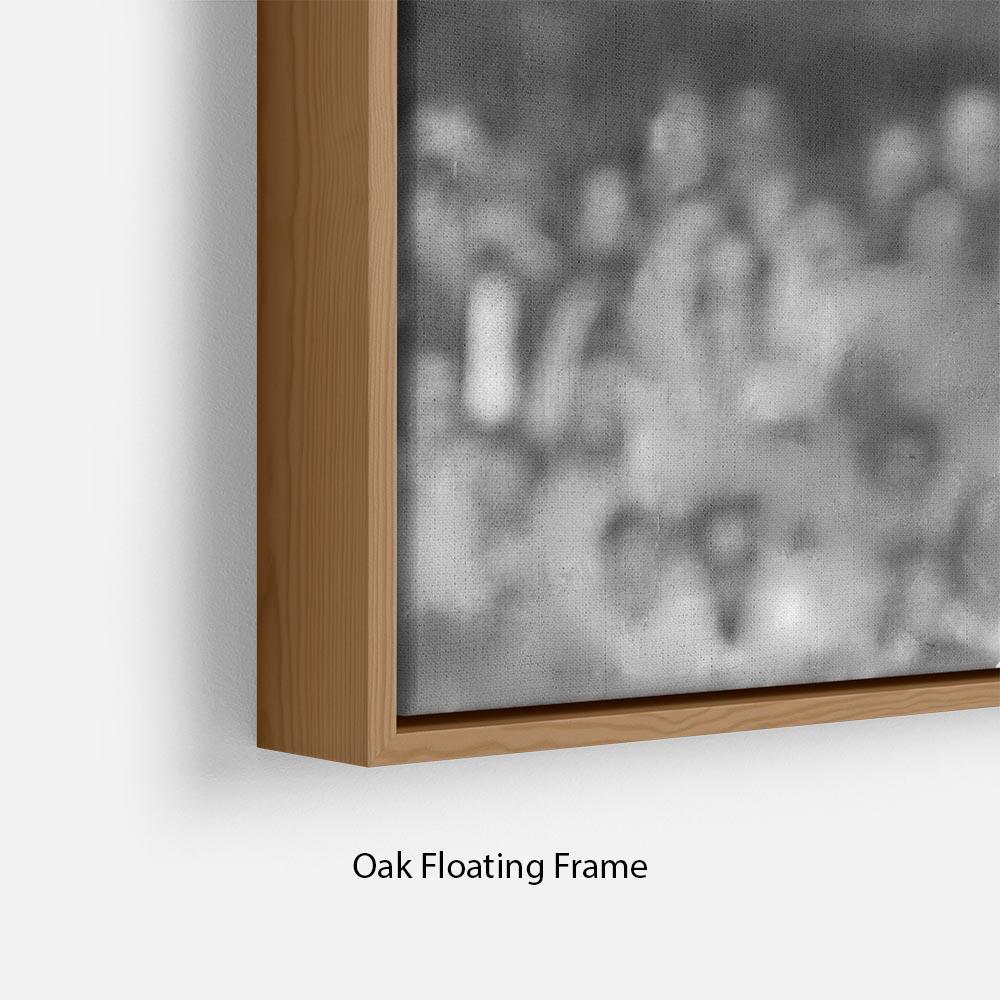 Prince Philip batting at a charity cricket match Floating Frame Canvas