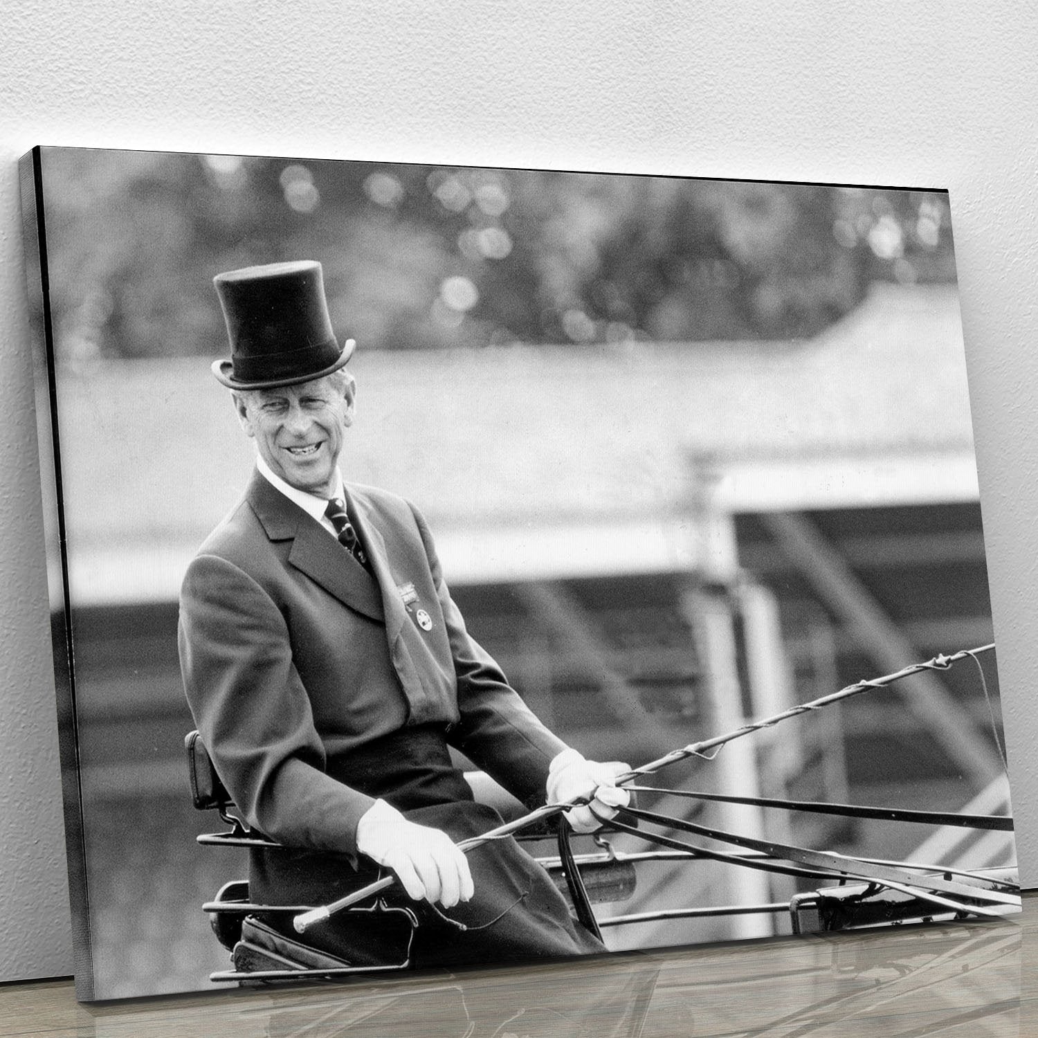 Prince Philip driving a carriage during a race at Ascot Canvas Print or Poster
