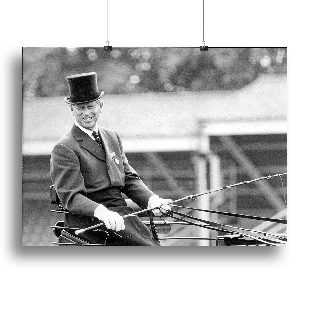 Prince Philip driving a carriage during a race at Ascot Canvas Print or Poster